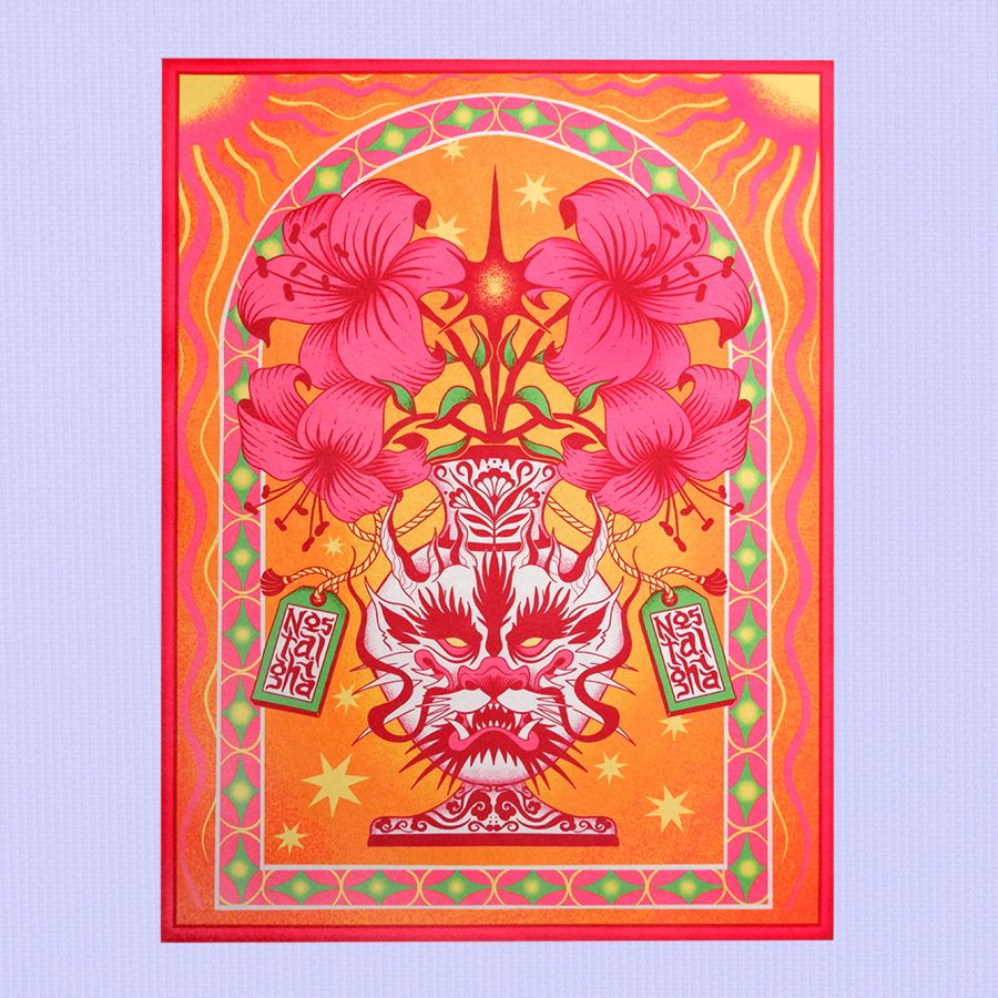 Patch Dragon Flowers - Red